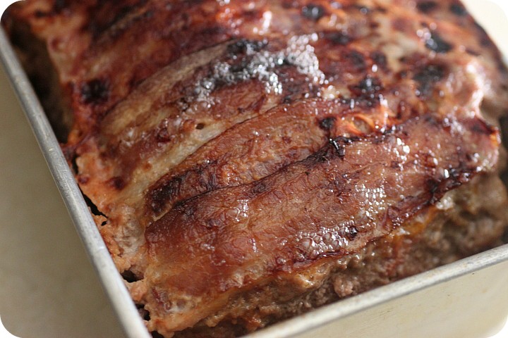 Bacon Wrapped Cheddar Meatloaf {mind-over-batter.com}