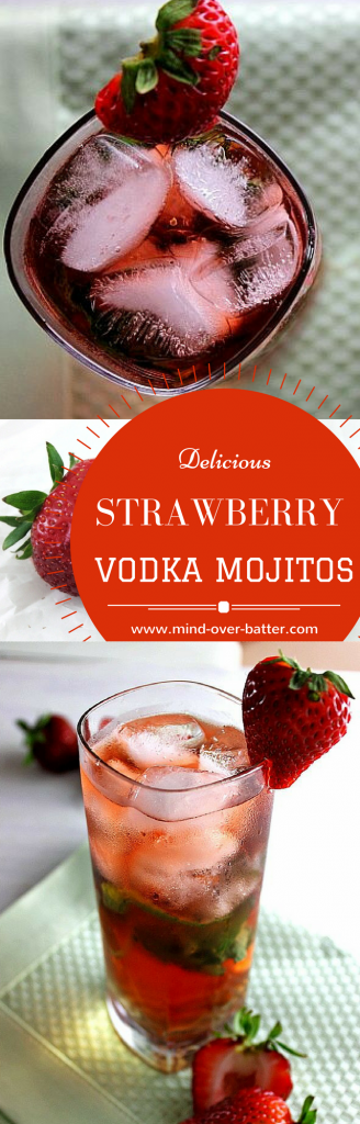 Strawberry Mint Mojitos with a homemade vodka! www.mind-over-batter.com