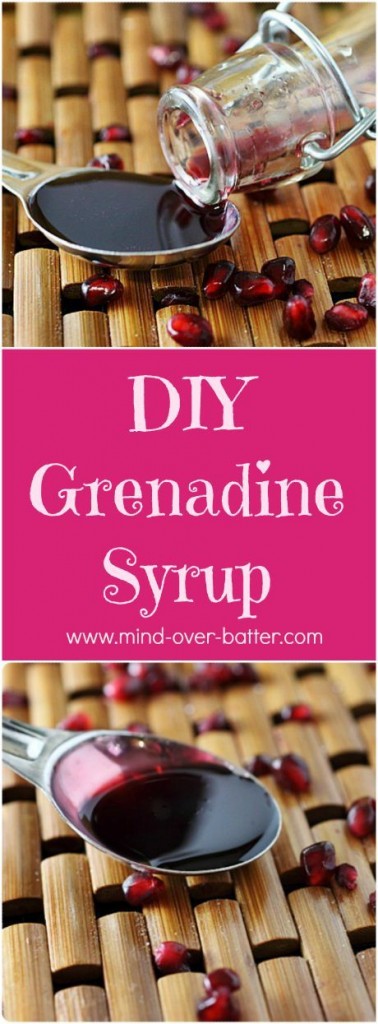 Did you know...? True grenadine is made with pomegranates? Yah, pomegranates! Up your cocktail and surprise your guests with this very easy, and super tasty Homemade Grenadine Syrup! www.mind-over-batter.com