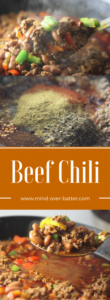 Need a dish of warm spicy comfort? Look no further than this Beef Chili! www.mind-over-batter.com