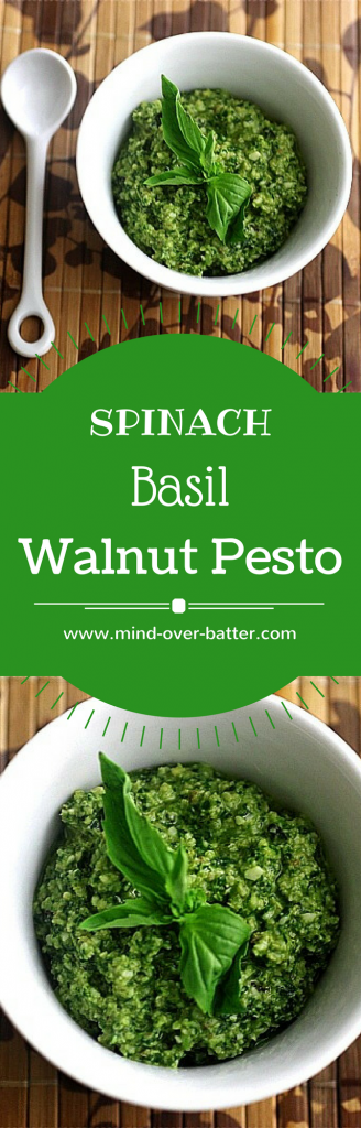 Spinach Basil Walnut Pesto -- www.mind-over-batter.com