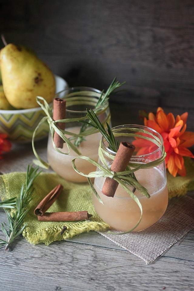 Rosemary Pear Spiced Rum Cocktail {mind-over-batter.com}