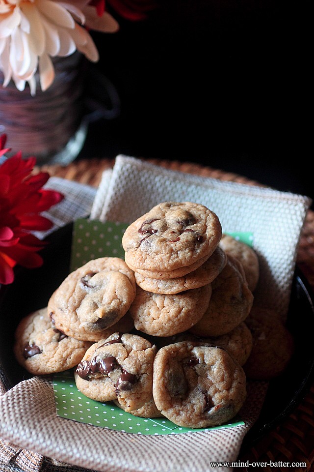 Dulce De Leche Laced Soft Baked Chocolate Chip Cookies {mind-over-batter.com}