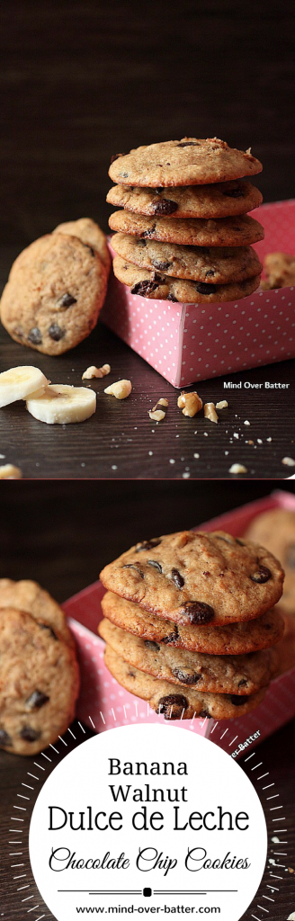 Banana Walnut Dulce de Leche Chocolate Chip Cookie Recipe -- www.mind-over-batter.com