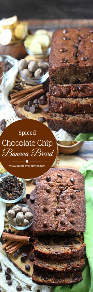 Spiced Chocolate Chip Banana Bread -- www.mind-over-batter.com