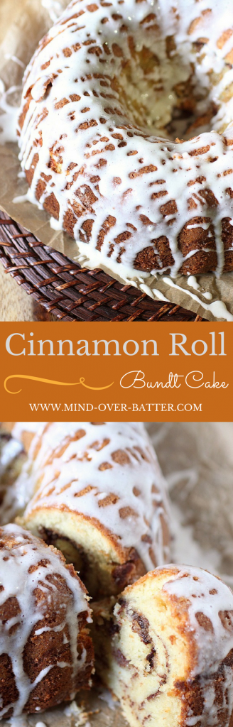 A tender pound cake with flecks of vanilla bean paste, swirls of spicy cinnamon sugar, and a tangy cream cheese icing. This Cinnamon Roll pound cake is like the Cinnamon Roll’s sophisticated older brother. You know, if there were such a thing! www.mind-over-batter.com