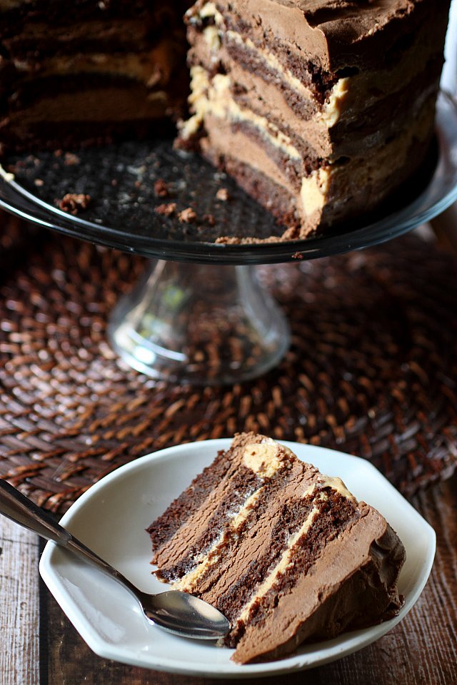10-Layer Chocolate Caramel Mousse Cake {mind-over-batter.com}