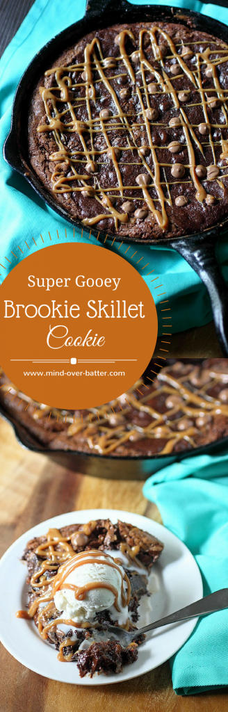 Super Gooey Brookie Skillet Cookie -- www.mind-over-batter.com