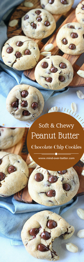Sfot and Chewy Peanut Butter Chocolate Chip Cookie Recipe -- www.mind-over-batter.com
