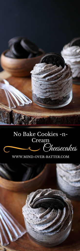 No Bake Cookies -N- Cream Cheesecakes -- www.mind-over-batter.com