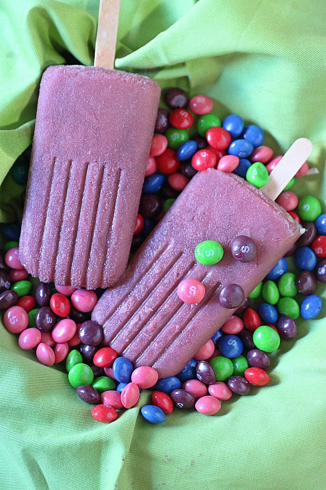 Wild Berry Skittles Popsicles! Yes, I went there!! With just two ingredients - Skittles candy and water - You too can enjoy these super fun frozen treats!  {mind-over-batter.com}