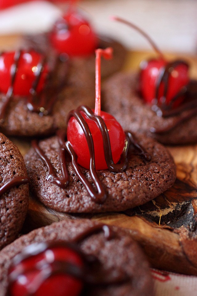 Chocolate Covered Cherry Cookies {mind-over-batter.com}