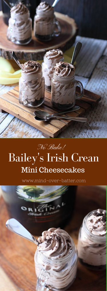 No Bake Bailey's Irish Cream Mini Cheesecakes