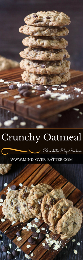 Crunchy Oatmeal Chocolate Chip Cookies -- www.mind-over-batter.com