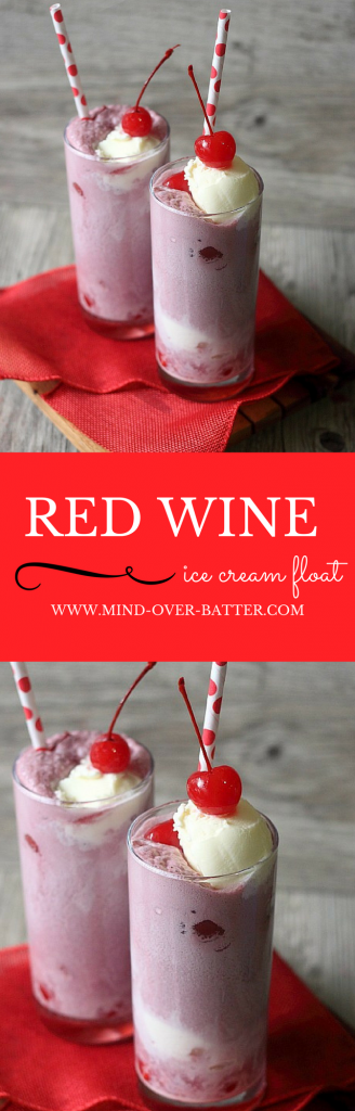 Sparkling red wine, maraschino cherries, and vanilla ice cream. These 3 ingredients make up this deliciously boozy ice cream float. Perfect for your next Girls Night! www.mind-over-batter.com