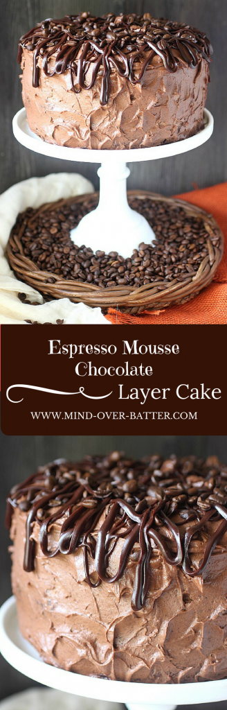 Espresso Mousse Chocolate Layer Cake -- www.mind-over-batter.com