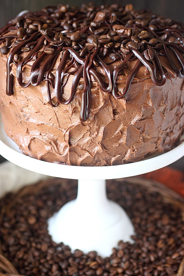 Espresso Chocolate Mousse Layer Cake -- www.mind-over-batter.com